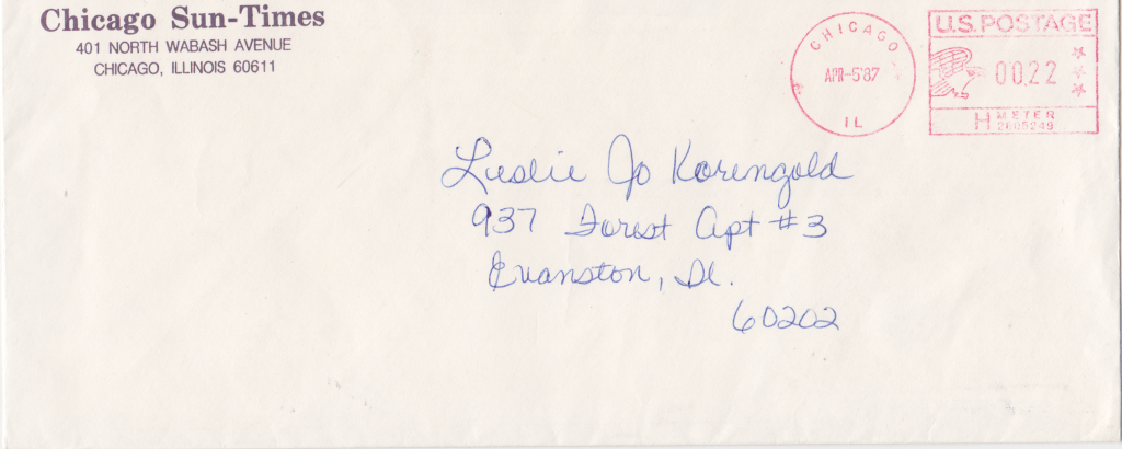 Leslie Ann Landers envelope